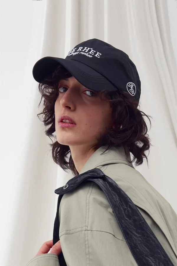 LOGO EMBROIDERED AQUA BALL CAP BLACK