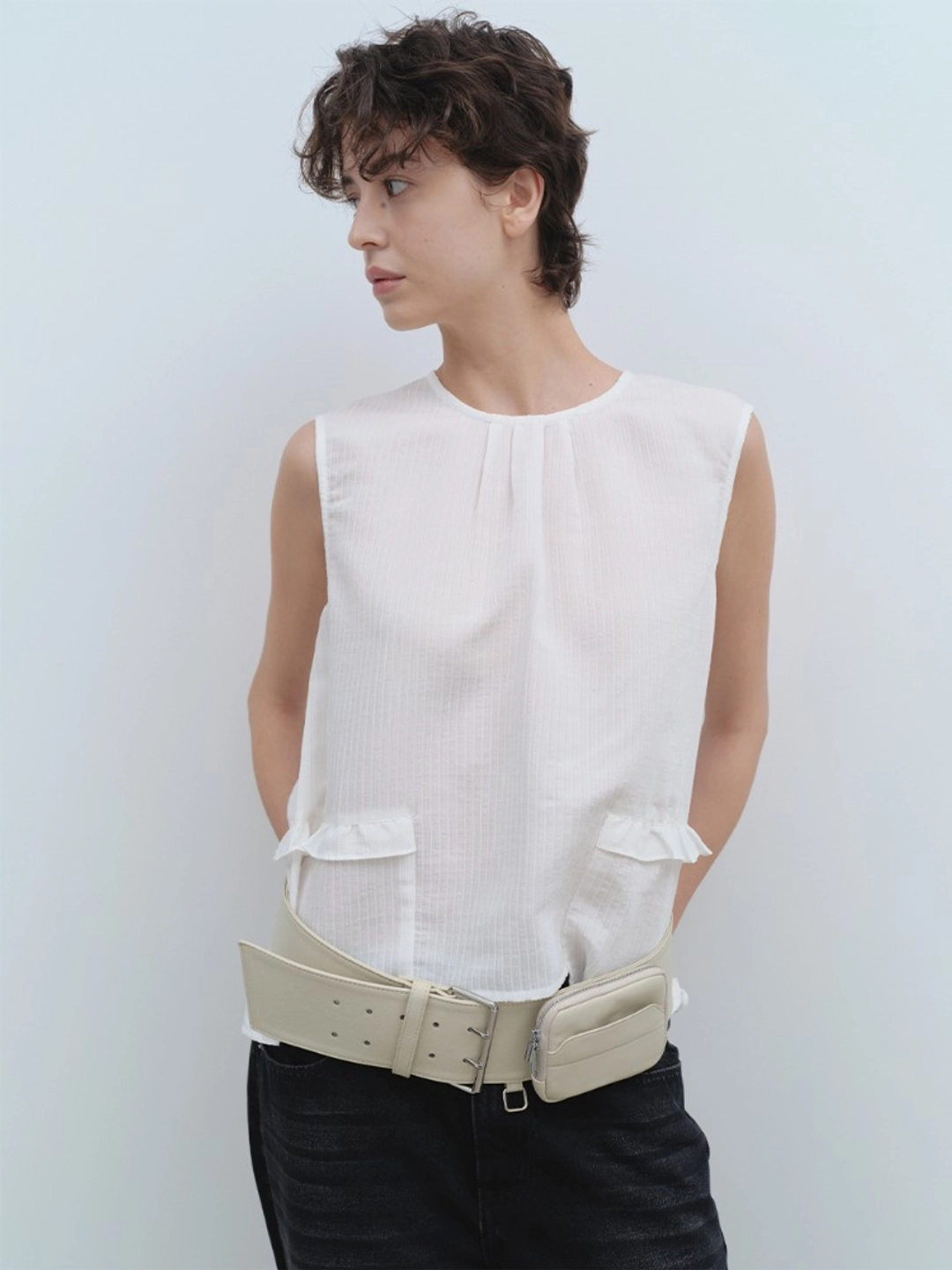 밀로 우먼 Button Frill Blouse [White] 상품 이미지 2