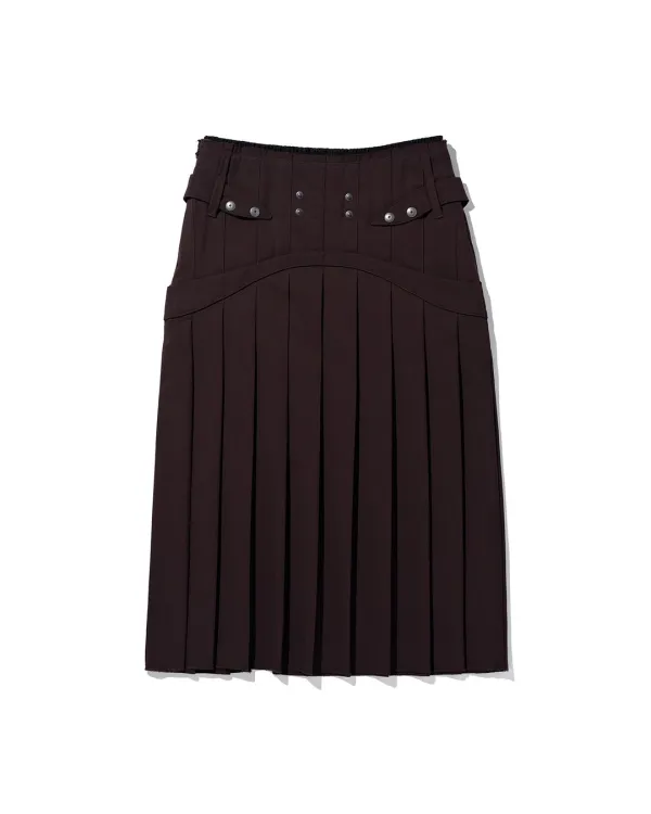 LAYERED PLEATED MAXI SKIRT_DEEP BURGUNDY