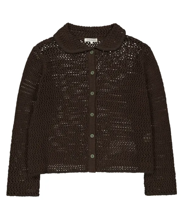NET KNIT CARDIGAN BROWN