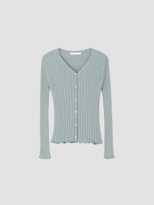 SILKY RIBBED KNIT CARDIGAN_MINT_OE3C2MCD91MNT