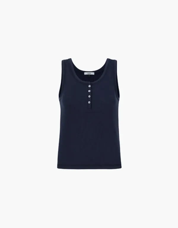 ribbed henley sleeveless - navy