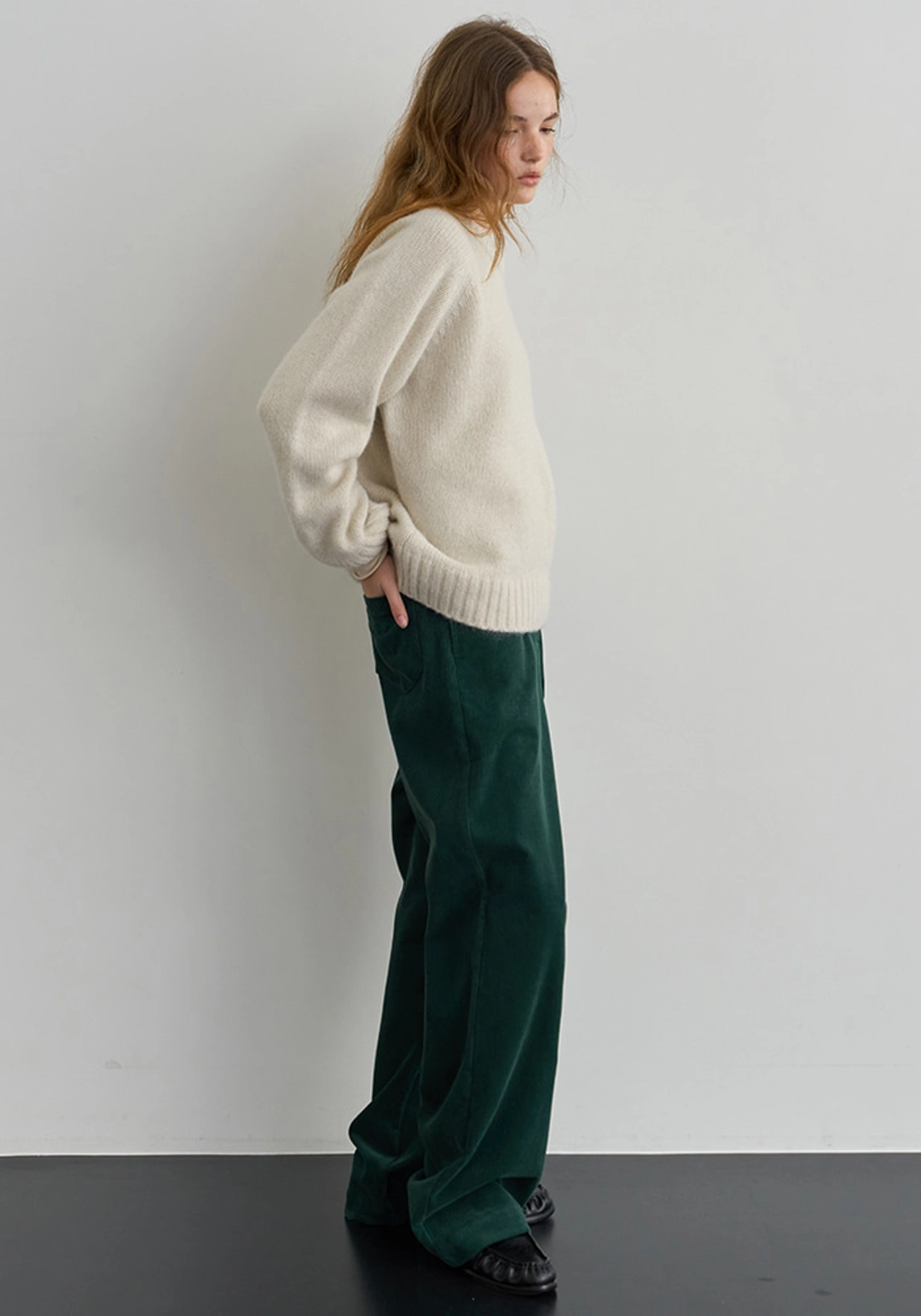 이브세이지 Logo corduroy pants (Green) 상품 이미지 2