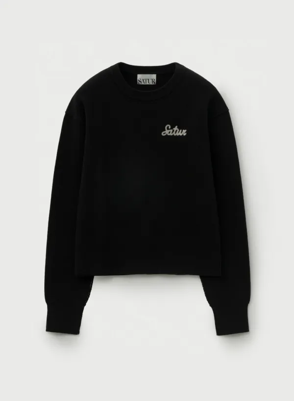 (W) Outline Basic Crew Neck Knit - Black