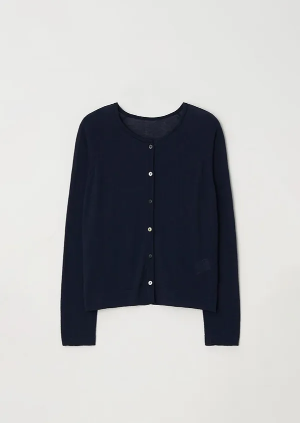 cotton blended knit cardigan-navy