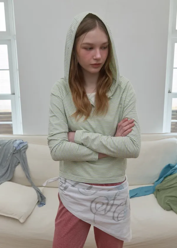 Stripe Button-Up Slim-Fit Hoodie_Lime