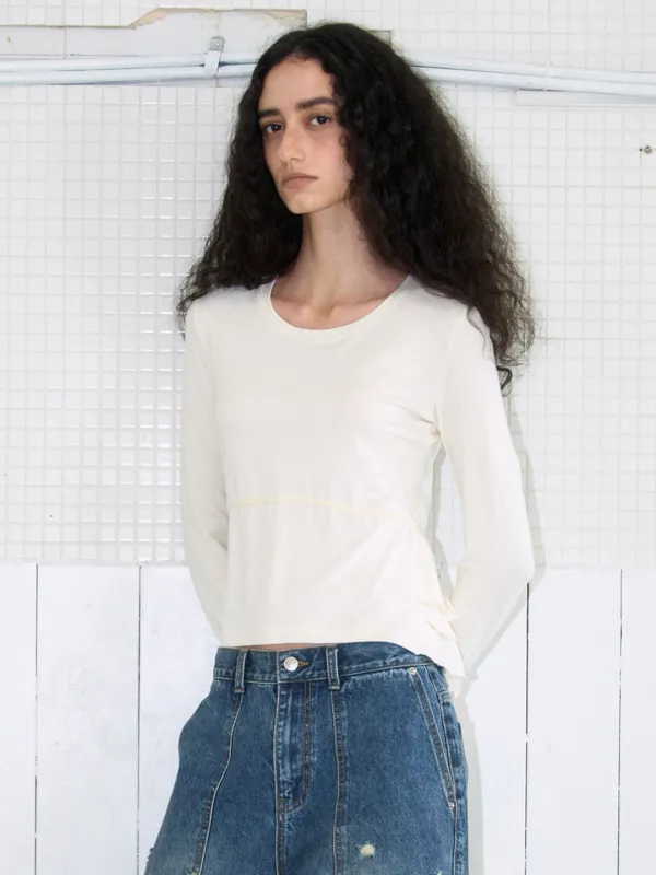 Ruffle Binding T-Shirt [Ivory]