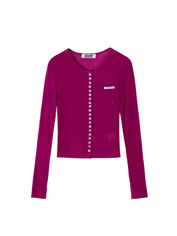 [Release 06/16] SHEER COLOR BUTTON CARDIGAN_PURPLE
