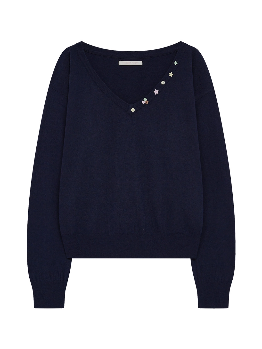 마가린핑거스 [9/30 예약 발송] [리오더] DEEP V-NECK BUTTON PULLOVER (NAVY) 상품 이미지 2