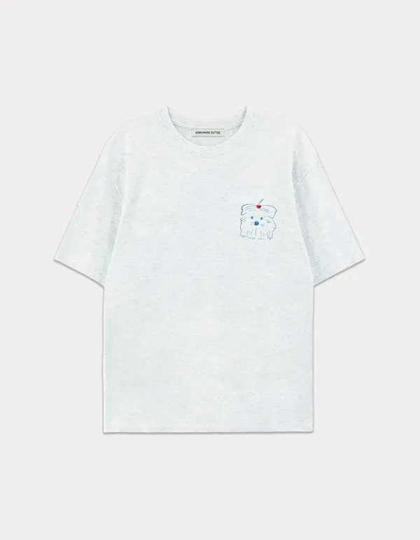 Butteree sketch over-fit top - White melange