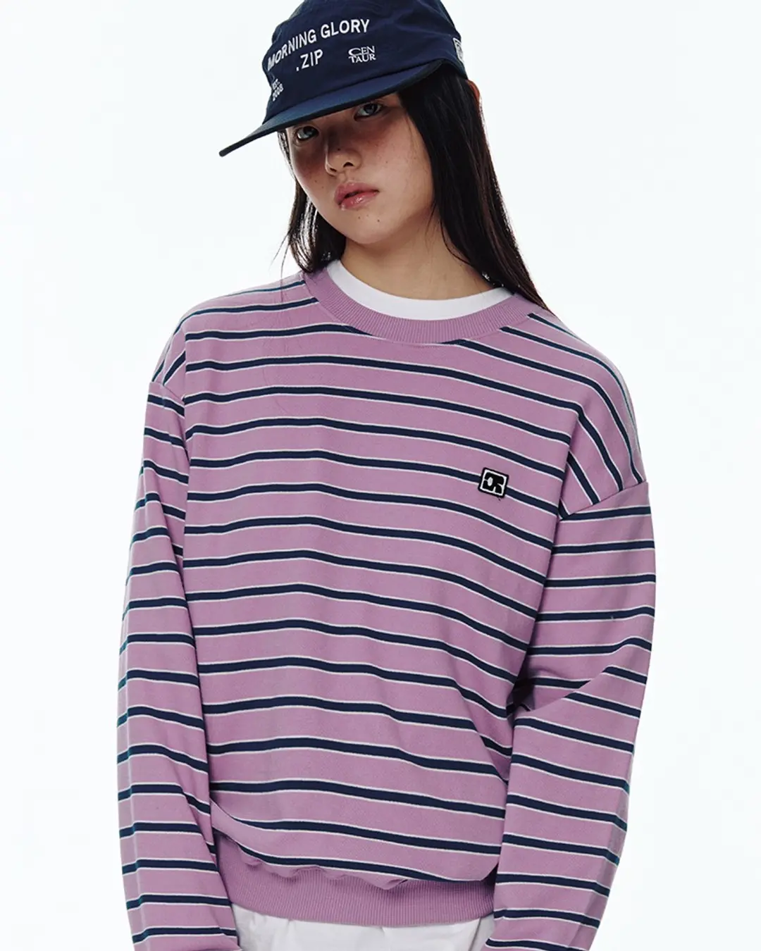 센토르 CENTAUR EMBLEM STRIPE SWEATSHIRT_PINK 상품 이미지 1