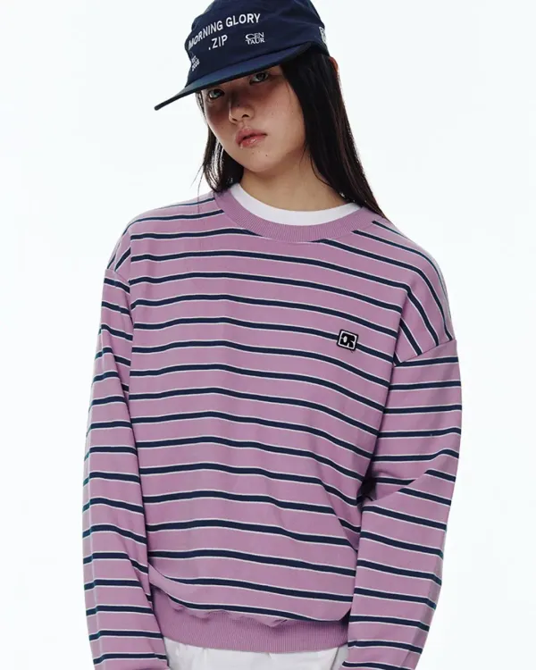 CENTAUR EMBLEM STRIPE SWEATSHIRT_PINK