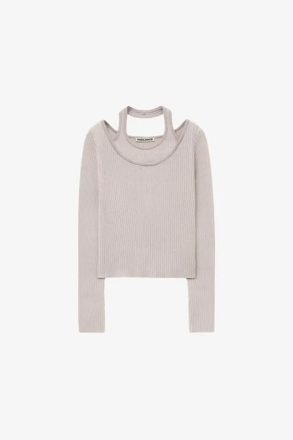 홀터 레이어링 니트 BEIGE