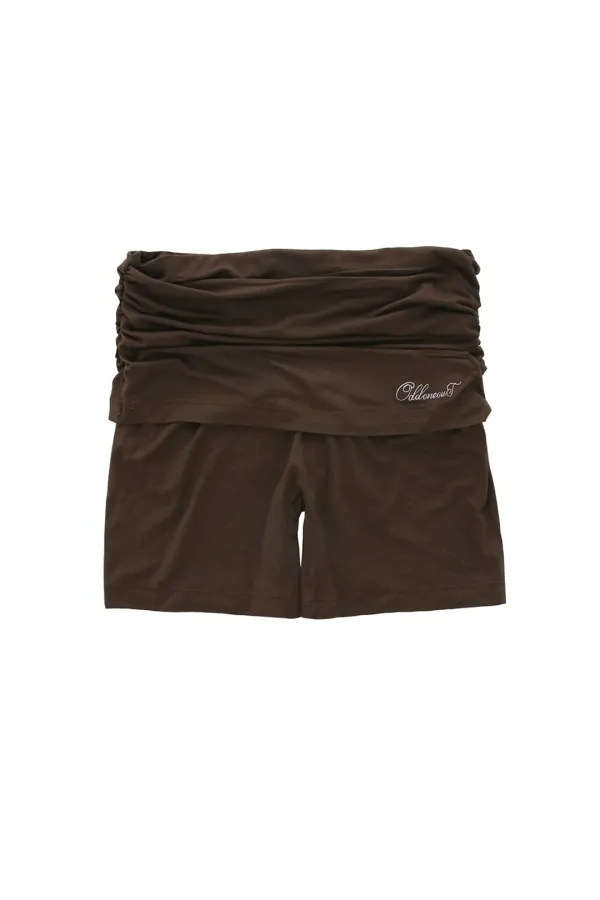 MONO SHIRRING SHORT SKIRT PANTS BROWN