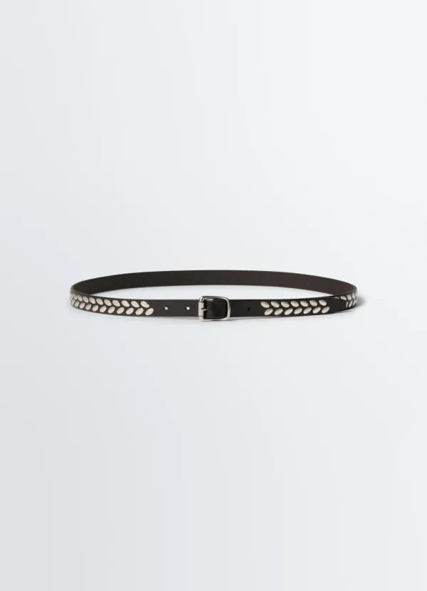 ALMOND STUD BELT 20 MM IN LEATHER
