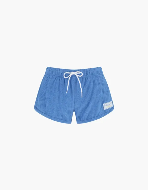terry banding shorts - blue