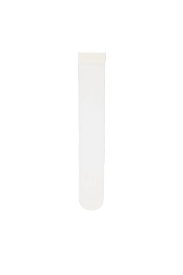 LOGO JACQUARD SHEER KNEE SOCKS IN WHITE