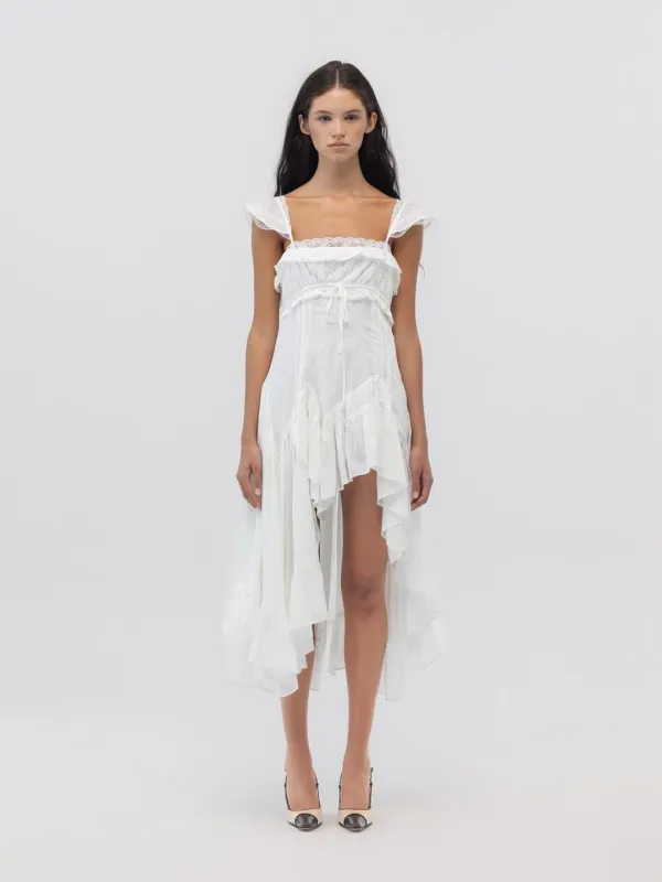 SWAN VEIL LACE DRESS (WHITE)