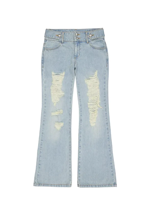 DOUBLE STAR DAMAGED JEANS [LIGHT BLUE]
