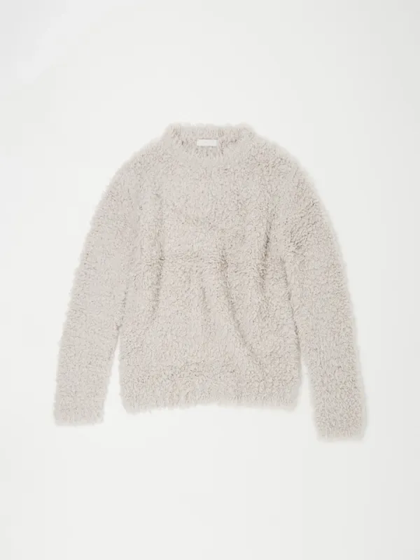 OVERSIZED FUZZY SWEATER IN GREY IVORY
