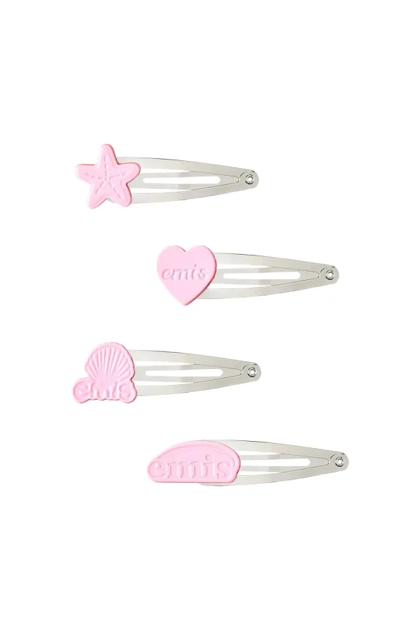 LOGO SNAP HAIR CLIP-PINK