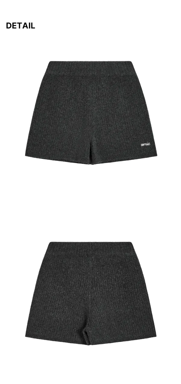 (W) BOUCLE KNIT SHORTS-CHARCOAL