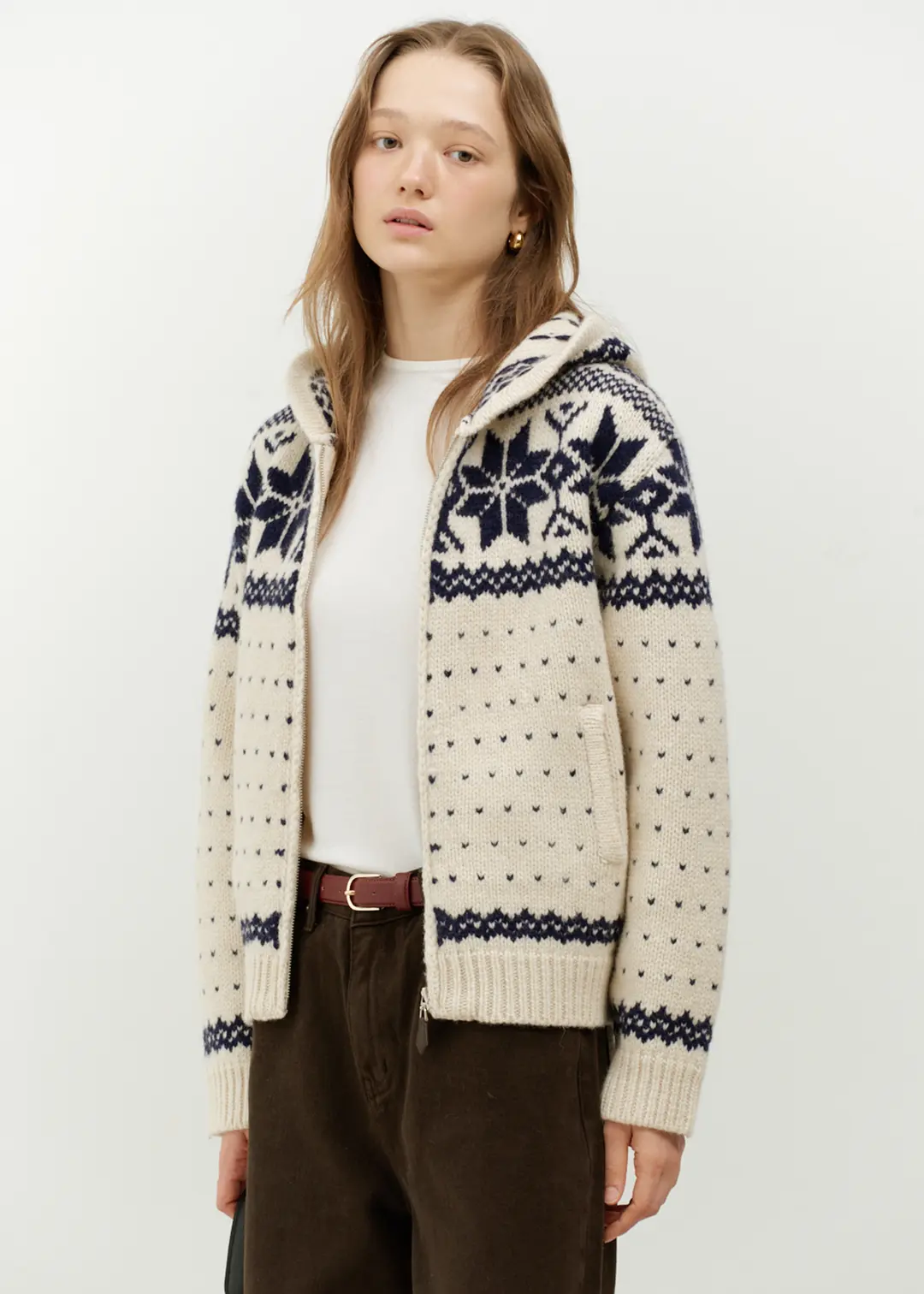 더라이 Jacquard Hood Zip-up(Ivory) 상품 이미지 2