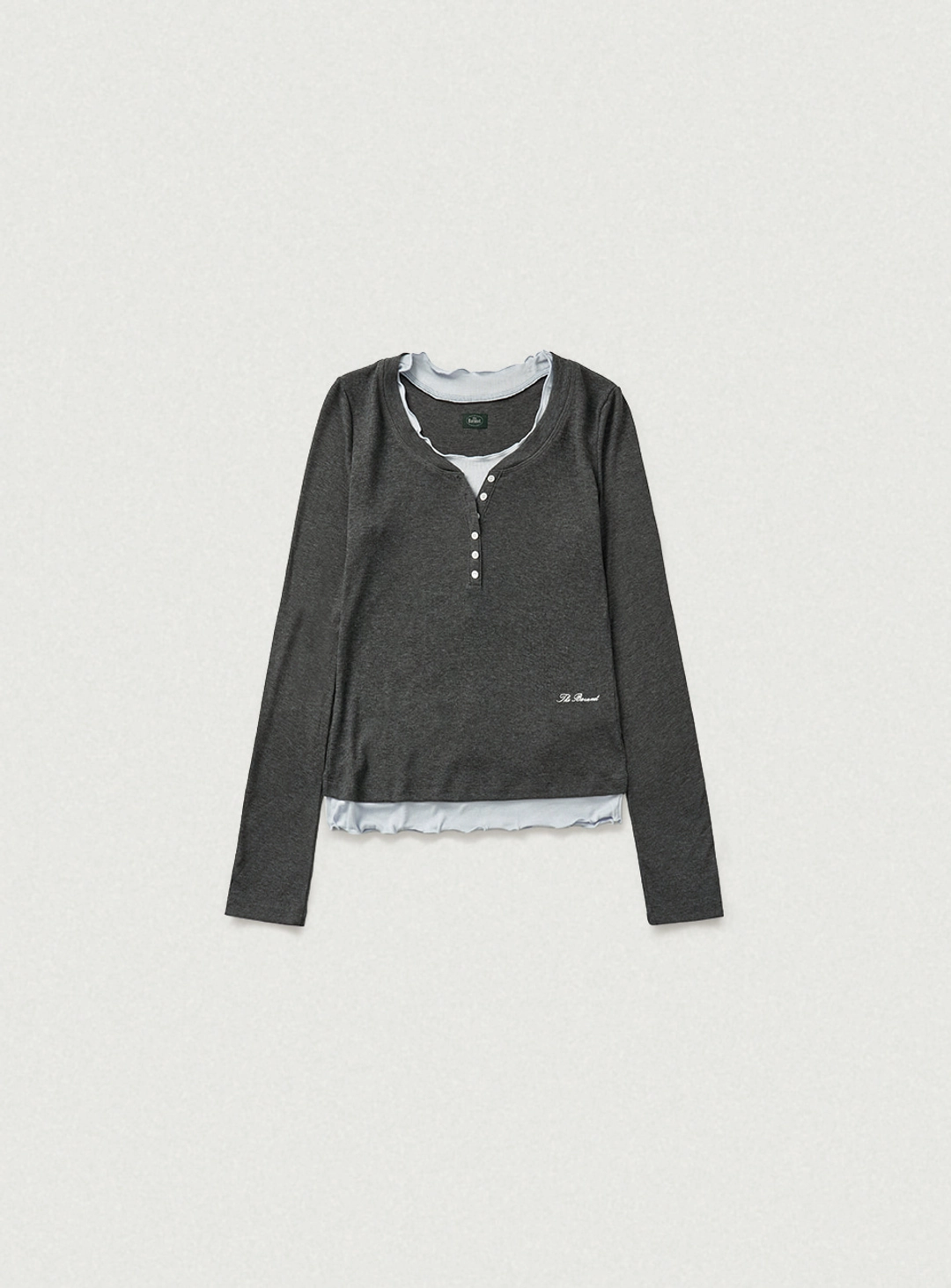 더바넷 Aimee Slim Layered T-shirt_Charcoal 상품 이미지 1