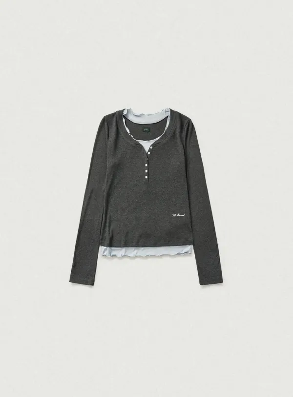 Aimee Slim Layered T-shirt_Charcoal