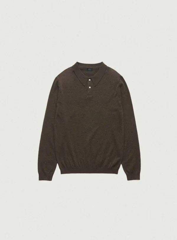 Oversized Cashmere Wimblyn Knit Polo Shirt_Dark Brown