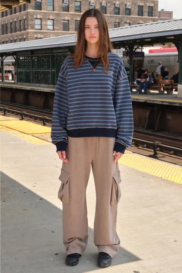 [Release] New Small Wave Logo Stripe Sweatshirt - Vintage Blue
