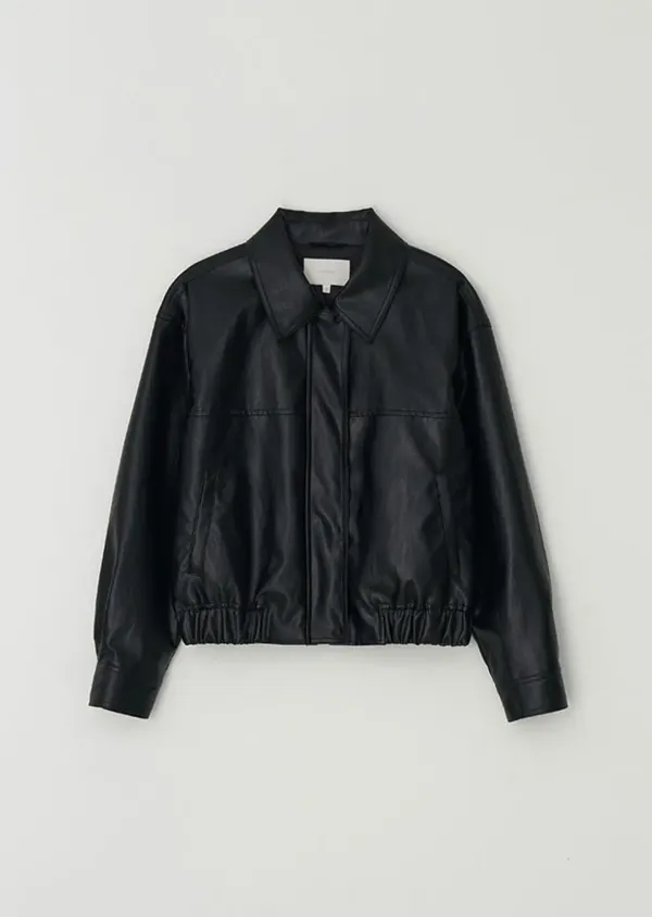 [10%] leather blouson jacket-black