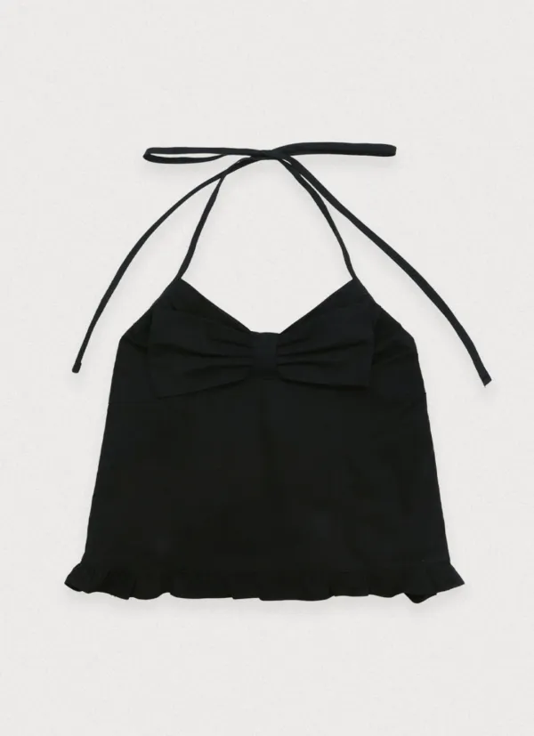 Ribboned once top blouse - black