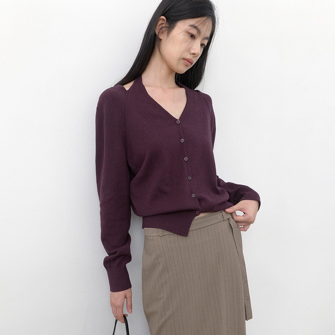 아뜰리에 나인 (CD-2276)CUTOUT HALTER KNIT CARDIGAN 상품 이미지 1