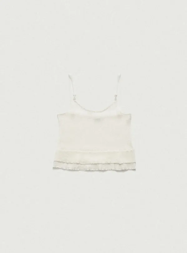 Bell Ruffle Sleeveless Knit Top_Ivory