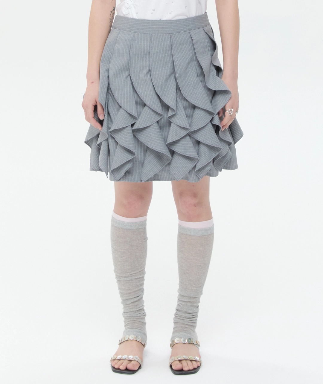 타입서비스 All Over Ruffle Skirt [Gray] 상품 이미지 1