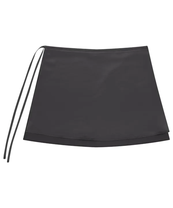 038 SATIN WRAP SKIRT CHARCOAL