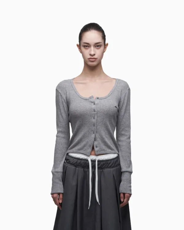 SLIM RIB KNIT CARDIGAN MELANGE