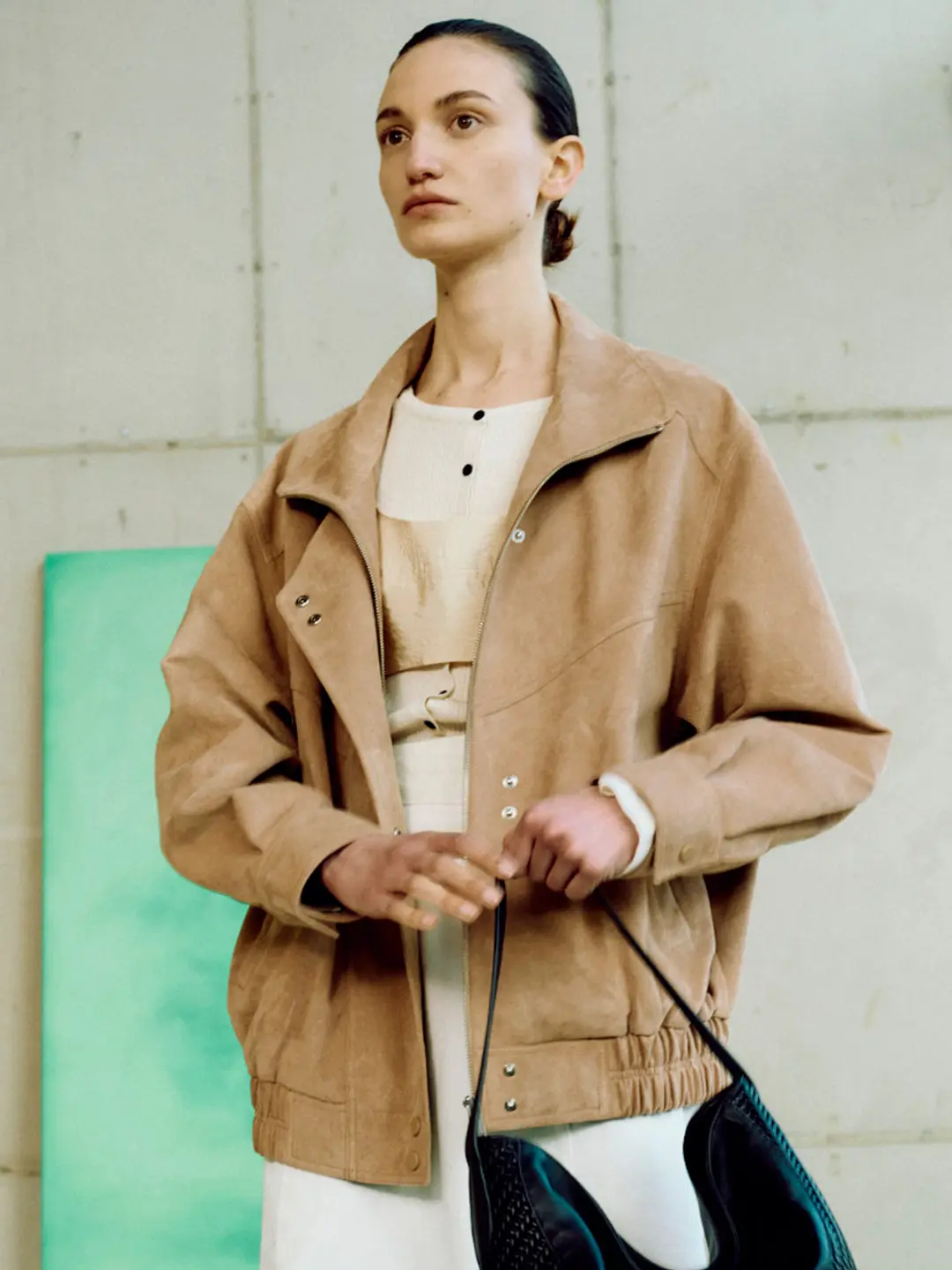 루에브르 Asymmetric Placket Faux Suede Jacket SL5XJ830-91 상품 이미지 2