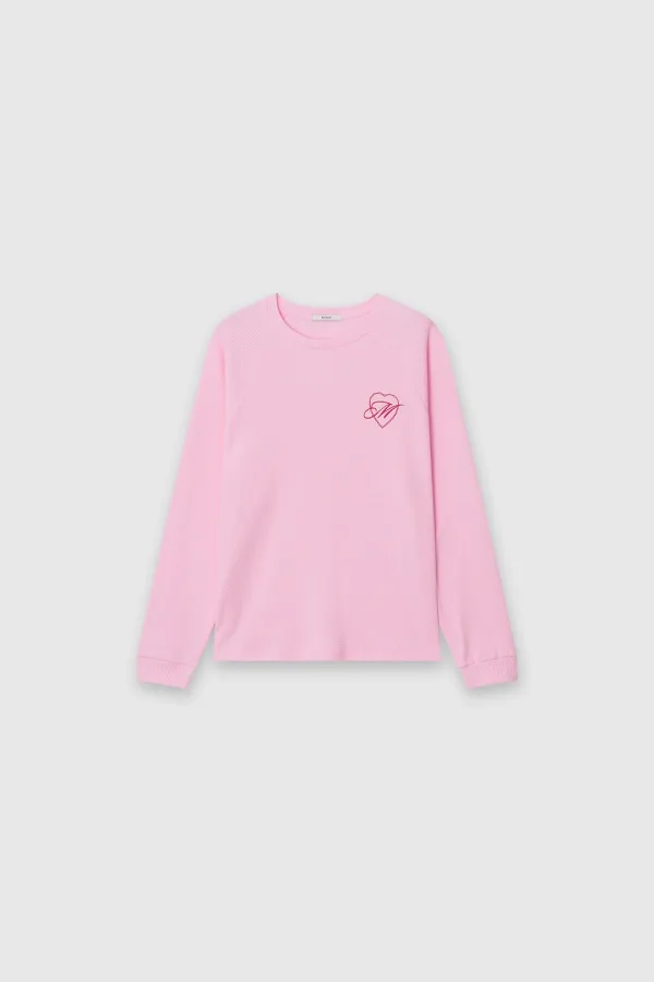 Angel Waffle Long Sleeve Top Pink
