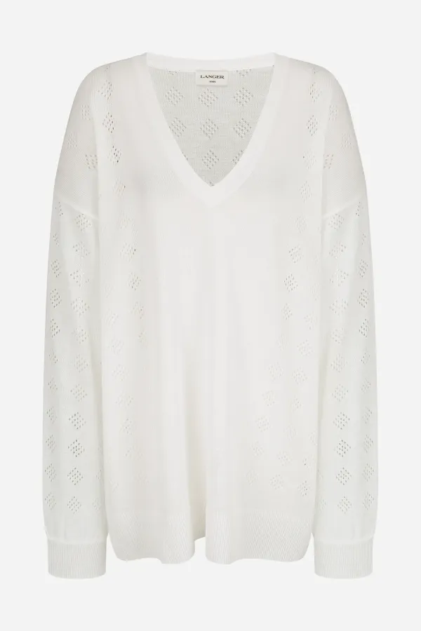 dia open knit v-neck knit