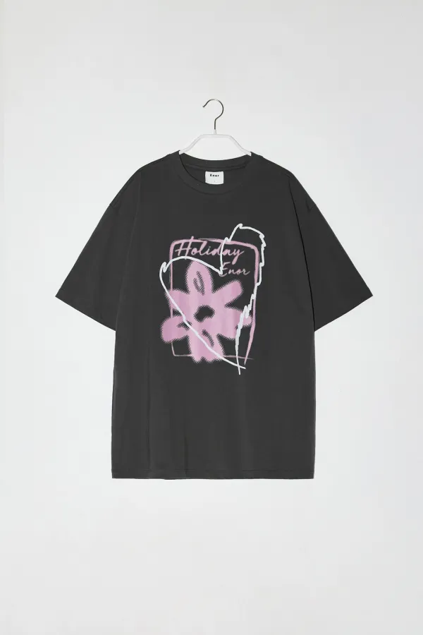 FLOWER GRAPHIC T-SHIRT - DARK GREY