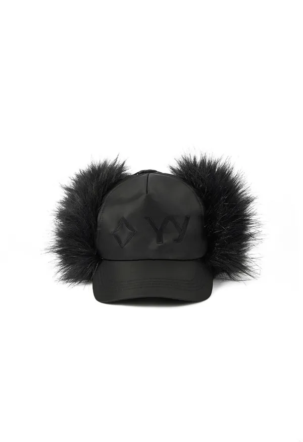 OPEN YY x HELINOX FAUX FUR EARFLAP CAP, BLACK