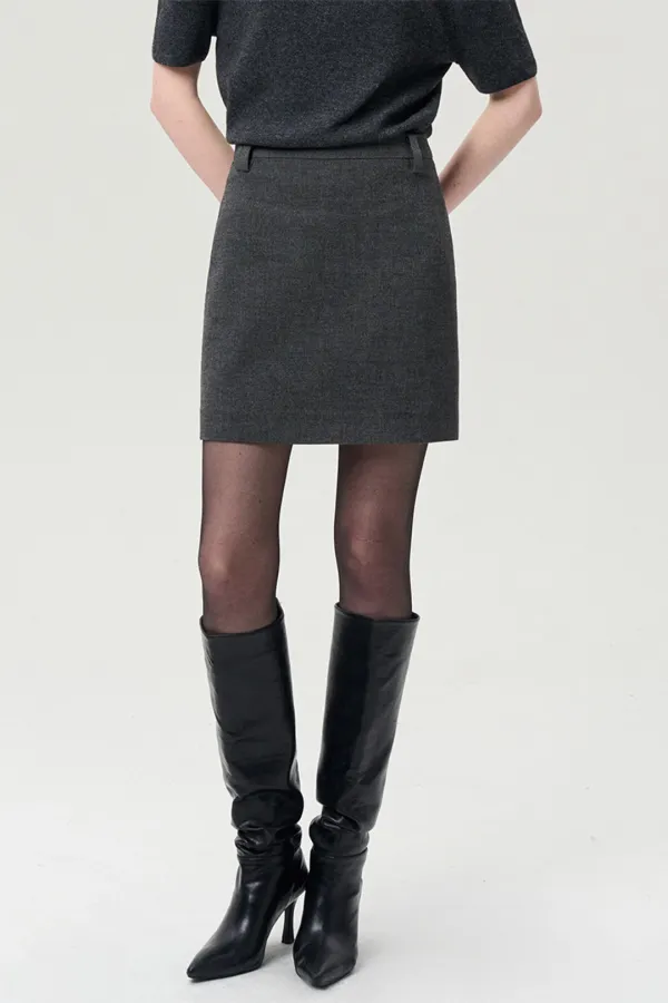 WOOL BENDED MINI SKIRT