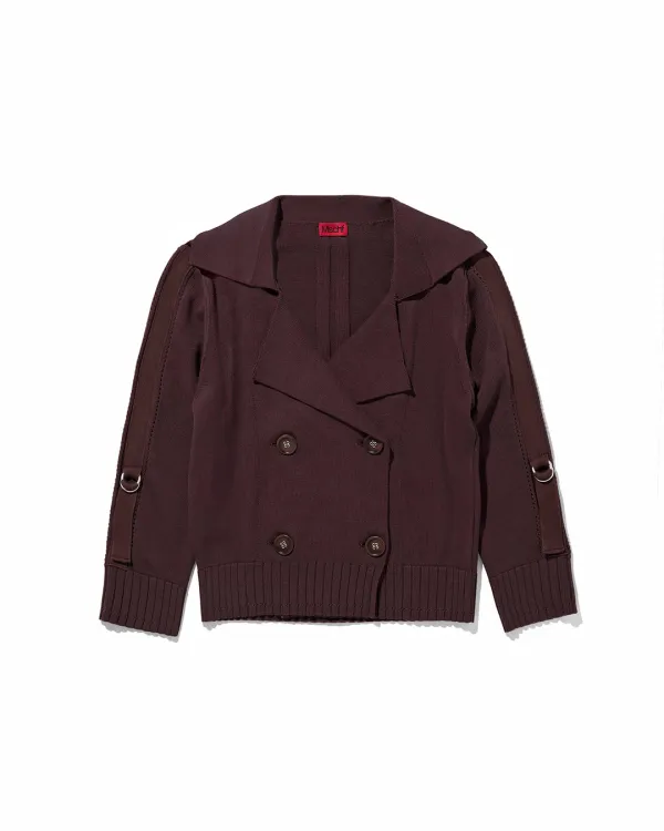 DOUBLE BUTTON CROP CARDIGAN_BURGUNDY