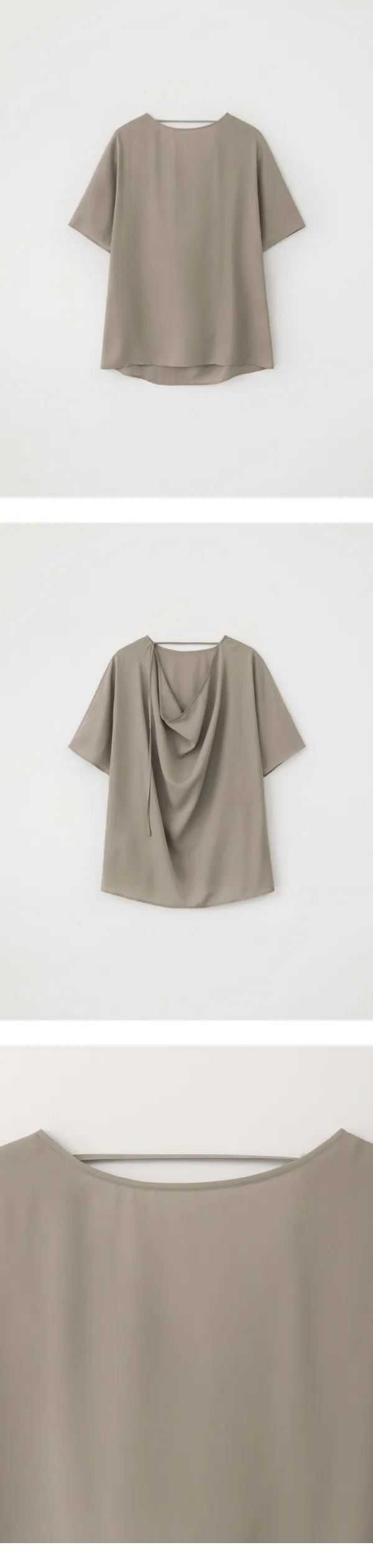 Back Cowl Blouse (Taupe)