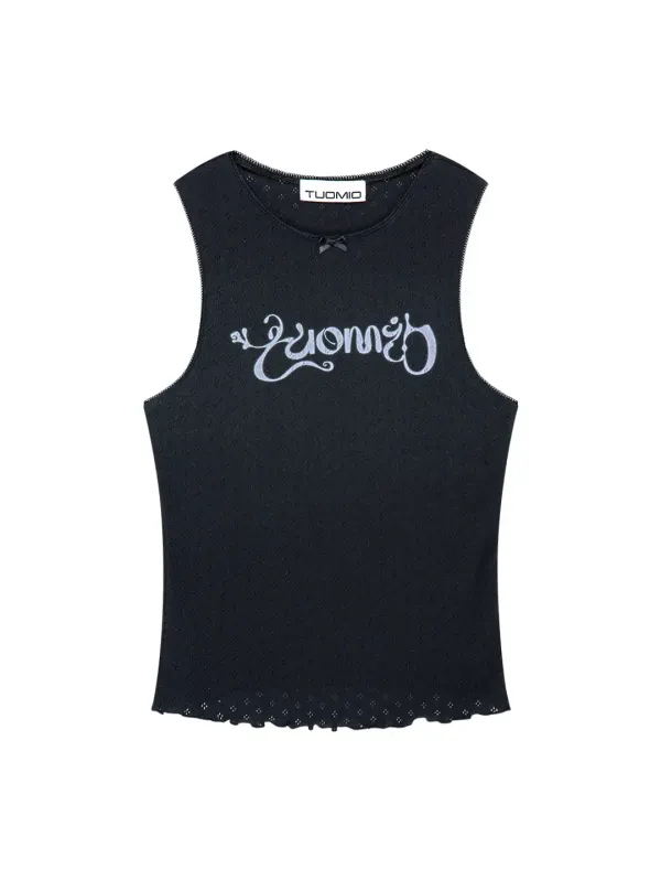 POINTELLE RIBBON TANK [BLACK]