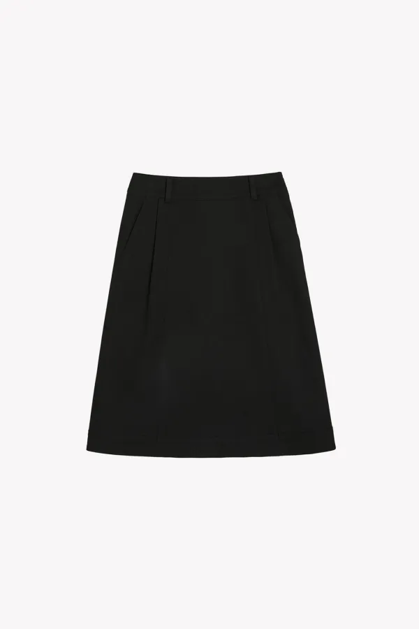 Rima Pintuck Midi Skirt (Black)
