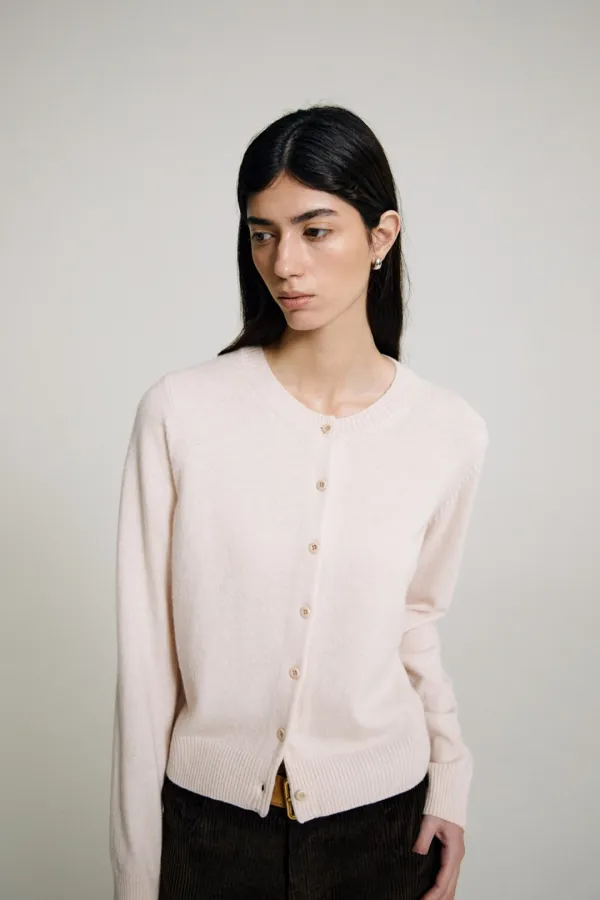Rodin Round neck Cardigan (Pale Pink)