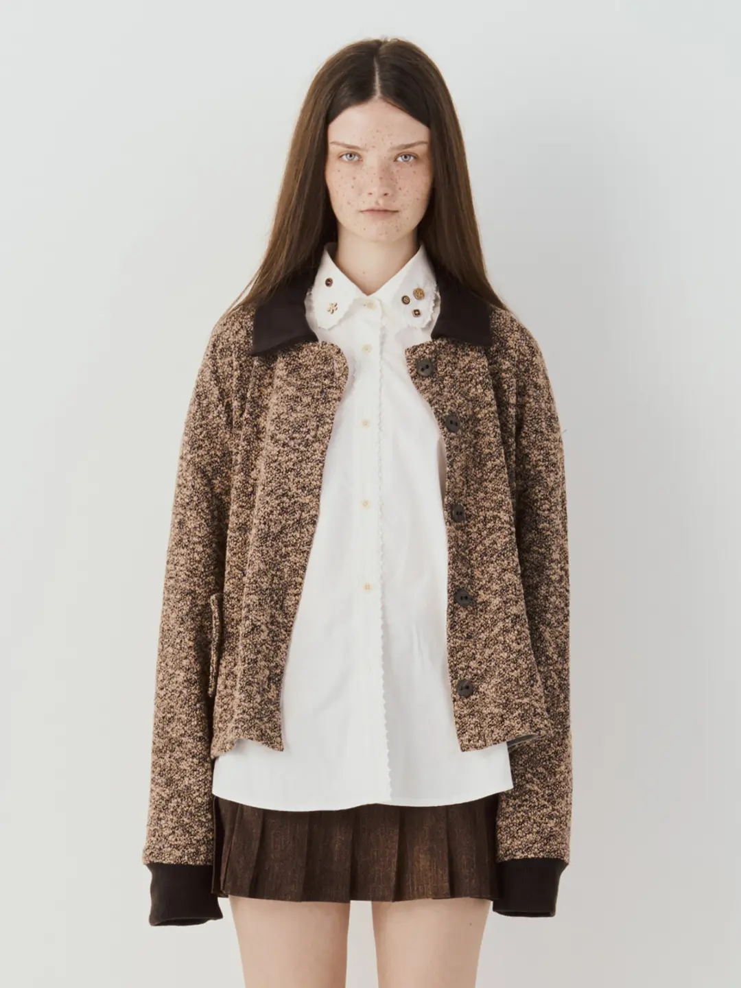 쎄쎄쎄 COLLAR KNIT BUTTON JACKET (BROWN) 상품 이미지 2